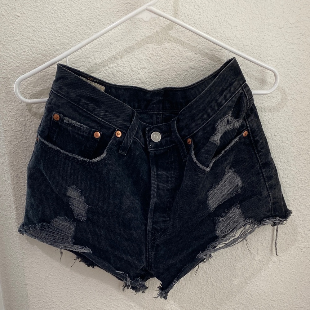 Levi's Dark Denim Distressed Shorts